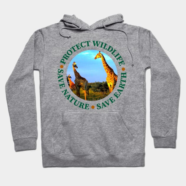 Wildlife Conservation Earth Day Giraffes Hoodie by PathblazerStudios